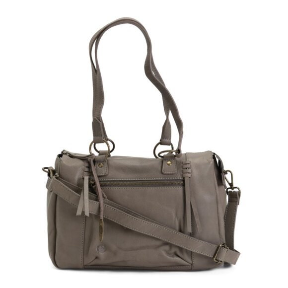 BORN Charcoal Leather Montauk Satchel
